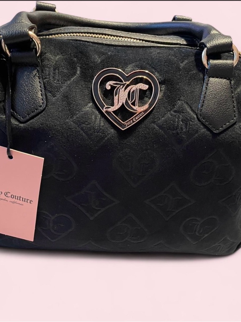 NWT Juicy Couture Glitzed Out velour Satchel in the colour Liquorice